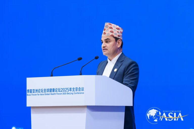 बोआओ फोरममा स्वास्थ्य मन्त्री पौडेलको सम्बोधन : जलवायु परिवर्तनले नेपालीको स्वास्थ्यमा पारेको प्रभावलाई अन्तर्राष्ट्रिय मुद्दा बनाउने घोषणा